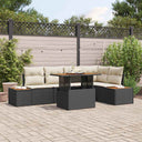 vidaXL Garden Lounge Set with Storage 6 pcs Black Poly Rattan