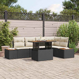 vidaXL Garden Lounge Set with Storage 6 pcs Black Poly Rattan
