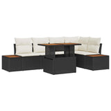 vidaXL Garden Lounge Set with Storage 6 pcs Black Poly Rattan