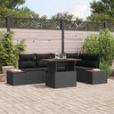 vidaXL Garden Lounge Set with Storage 6 pcs Black Poly Rattan