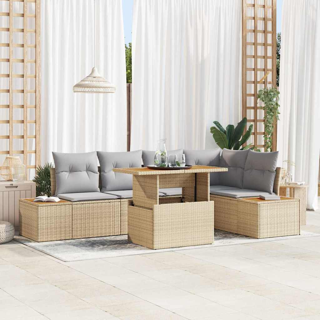 vidaXL Garden Lounge Set with Storage 6 pcs Black Poly Rattan