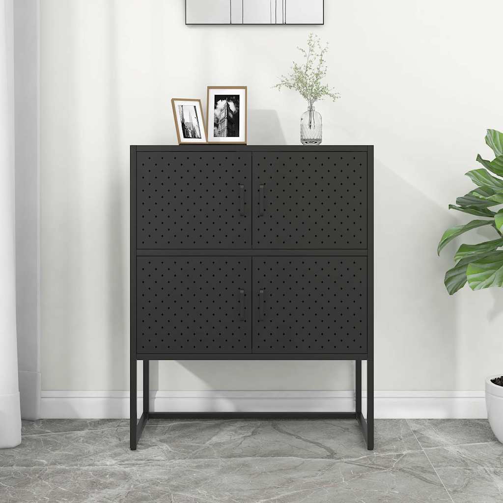 vidaXL Hoge kast 80x35x135 cm staal zwart