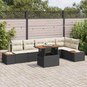 vidaXL Tuinbank Set met opslag 7 pcs Zwart Poly rattan