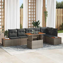 vidaXL Tuinbank Set met opslag 7 pcs Zwart Poly rattan