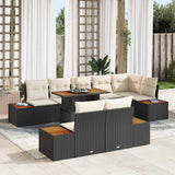 vidaXL Tuinbank Set met opslag 9 pcs Zwart Poly rattan