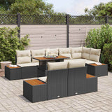 vidaXL Tuinbank Set met opslag 9 pcs Zwart Poly rattan