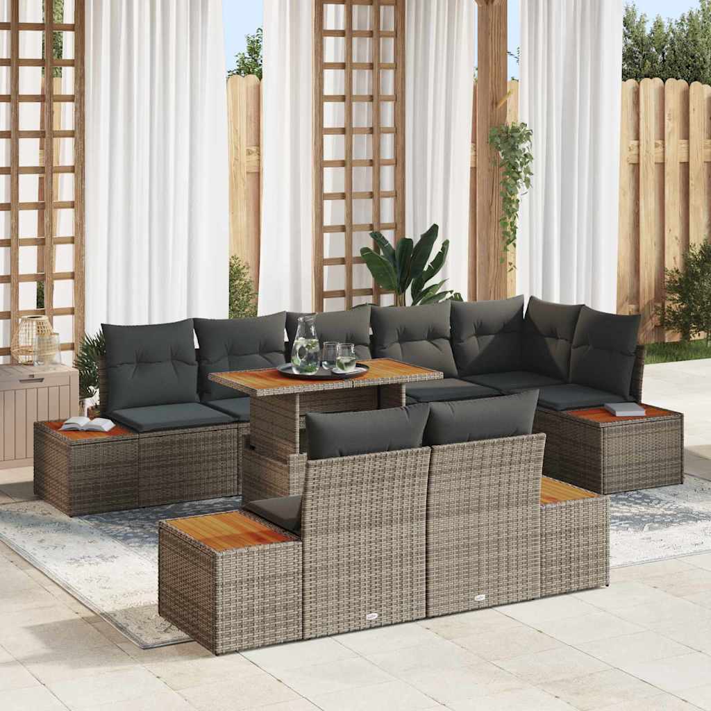 vidaXL Tuinbank Set met opslag 9 pcs Zwart Poly rattan