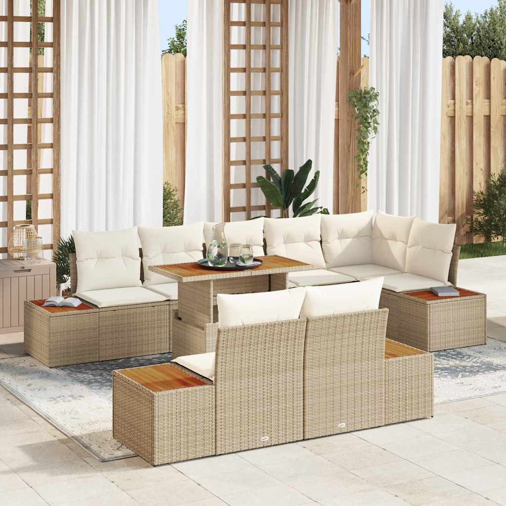vidaXL Tuinbank Set met opslag 9 pcs Zwart Poly rattan
