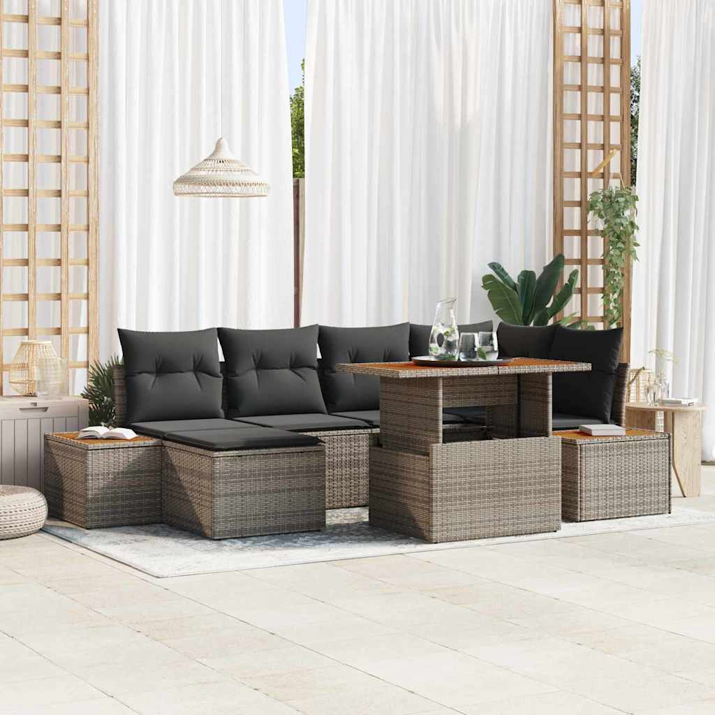 vidaXL Tuinbank Set met opslag 7 pcs Zwart Poly rattan