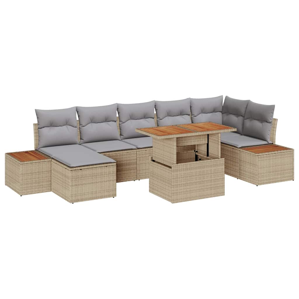 vidaXL Tuinbank Set met opslag 8 pcs Zwart Poly rattan