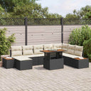 vidaXL Tuinbank Set met opslag 9 pcs Zwart Poly rattan