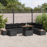 vidaXL Tuinbank Set met opslag 9 pcs Zwart Poly rattan