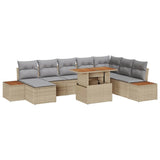 vidaXL Tuinbank Set met opslag 9 pcs Zwart Poly rattan
