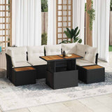 vidaXL Tuinbank Set met opslag 10 pcs Zwart Poly rattan