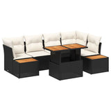 vidaXL Tuinbank Set met opslag 10 pcs Zwart Poly rattan