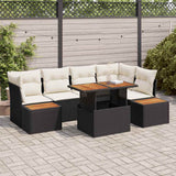 vidaXL Tuinbank Set met opslag 10 pcs Zwart Poly rattan