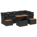 vidaXL Tuinbank Set met opslag 10 pcs Zwart Poly rattan