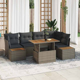 vidaXL Tuinbank Set met opslag 10 pcs Zwart Poly rattan