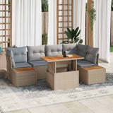 vidaXL Tuinbank Set met opslag 10 pcs Zwart Poly rattan