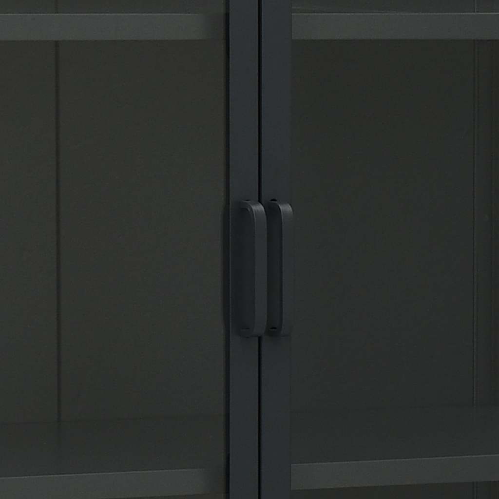 vidaXL Hoge kast 80x35x135 cm staal en gehard glas zwart