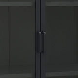 vidaXL Hoge kast 80x35x135 cm staal en gehard glas zwart