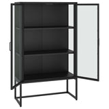 vidaXL Hoge kast 80x35x135 cm staal en gehard glas zwart