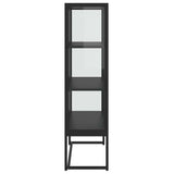 vidaXL Hoge kast 80x35x135 cm staal en gehard glas zwart