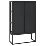 vidaXL Hoge kast 80x35x135 cm staal en gehard glas zwart
