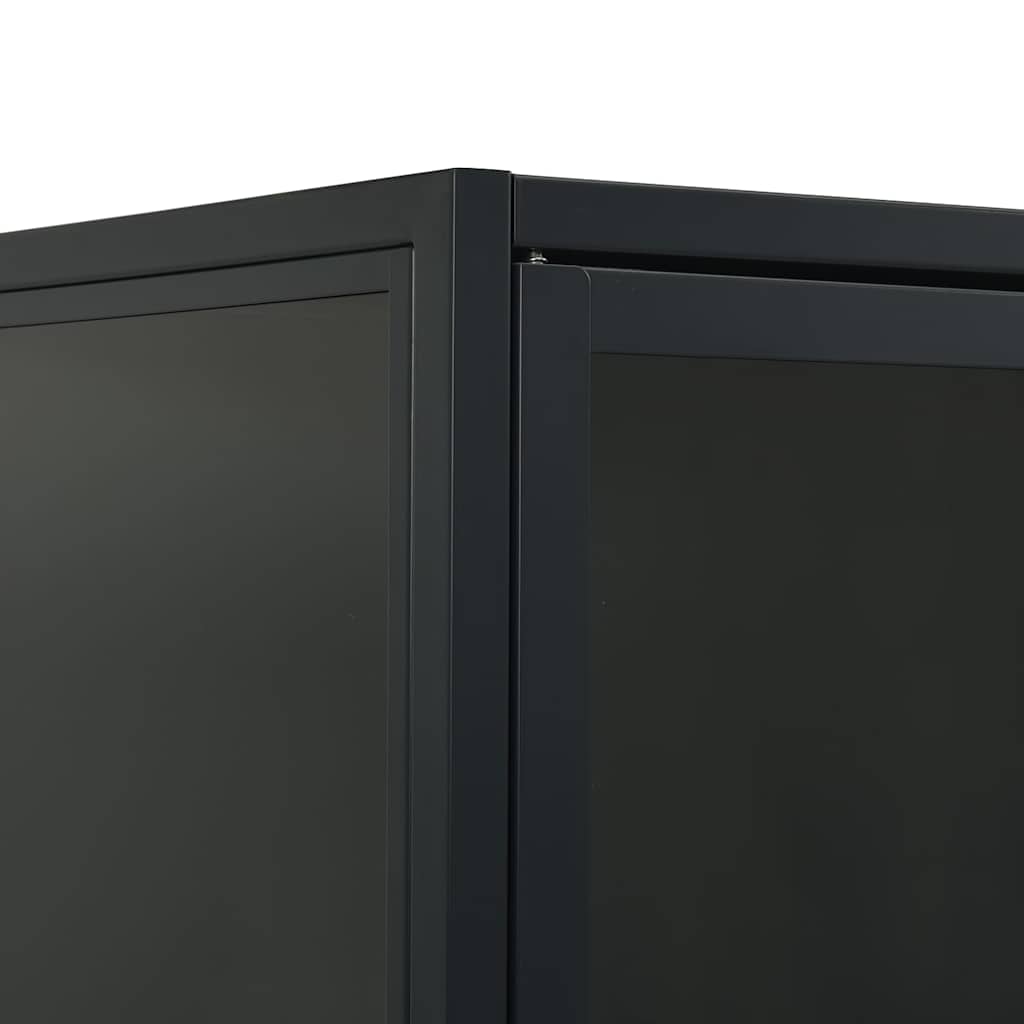 vidaXL Hoge kast 80x35x135 cm staal en gehard glas zwart