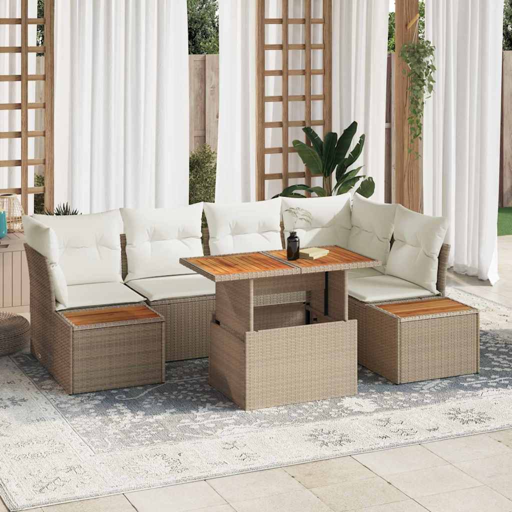 vidaXL Tuinbank Set met opslag 10 pcs Zwart Poly rattan