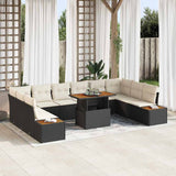 vidaXL Tuinbank Set met opslag 11 pcs Zwart Poly rattan