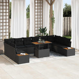 vidaXL Tuinbank Set met opslag 11 pcs Zwart Poly rattan