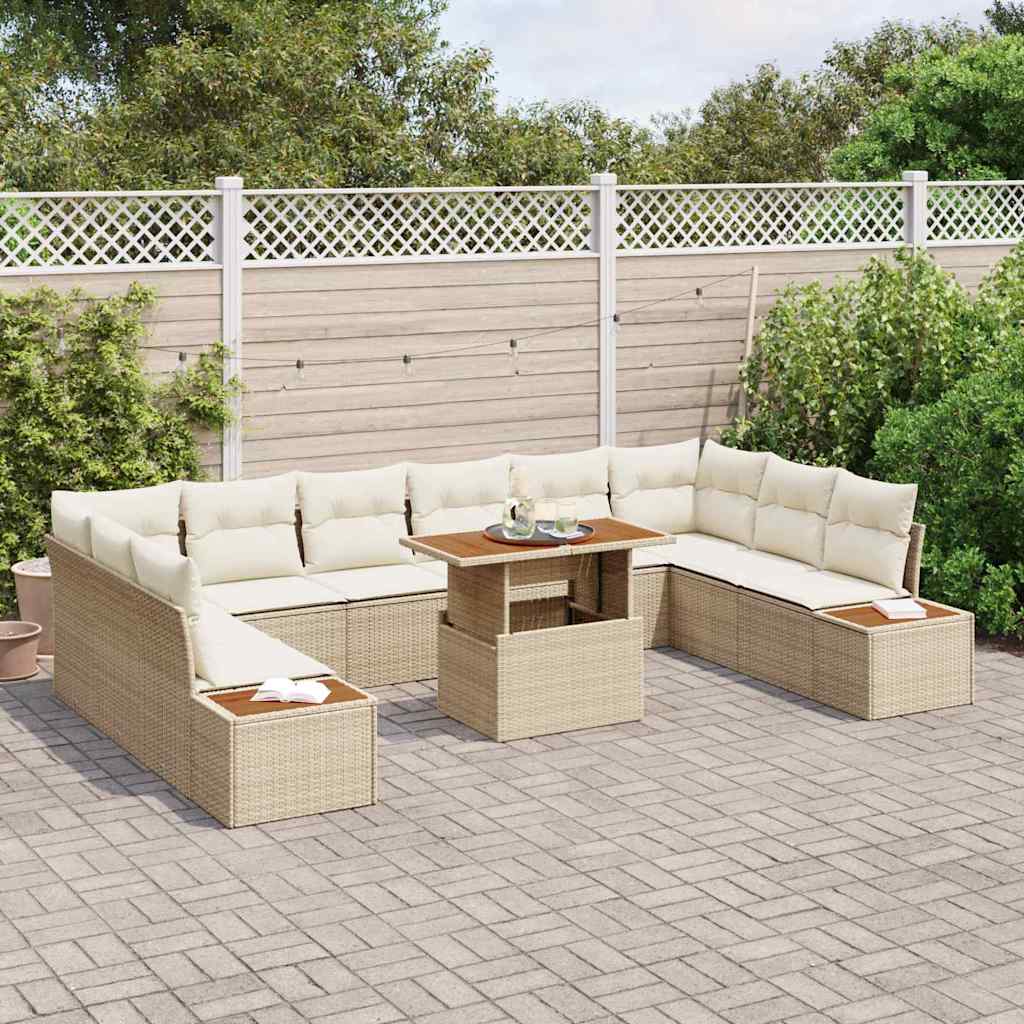 vidaXL Tuinbank Set met opslag 11 pcs Zwart Poly rattan