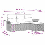 vidaXL Tuinbank Set met kussen 4 pcs Zwart en crème Poly rattan