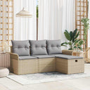 vidaXL Tuinbank Set met kussen 4 pcs Zwart en crème Poly rattan