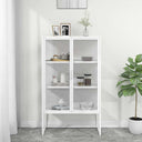 vidaXL Hoge kast 80x35x135 cm staal en gehard glas zwart