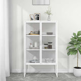 vidaXL Hoge kast 80x35x135 cm staal en gehard glas zwart