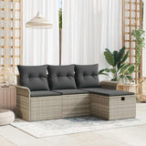 vidaXL Tuinbank Set met kussen 4 pcs Zwart en crème Poly rattan