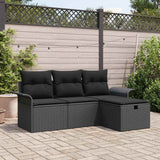 vidaXL Tuinbank Set met kussen 4 pcs Zwart en crème Poly rattan