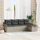 vidaXL Garden Lounge Set with cushions 5 pcs Black and Cream poly rattan