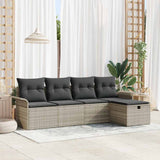 vidaXL Garden Lounge Set with cushions 5 pcs Black and Cream poly rattan