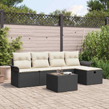 vidaXL Garden Lounge Set with cushions 5 pcs Black and Cream poly rattan