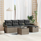 vidaXL Garden Lounge Set with cushions 5 pcs Black and Cream poly rattan