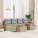 vidaXL Garden Lounge Set with cushions 5 pcs Black and Cream poly rattan