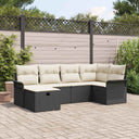 vidaXL Tuinbank Set met kussen 6 pcs Zwart en Crème poly rattan