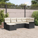 vidaXL Tuinbank Set met kussen 6 pcs Zwart en Crème poly rattan