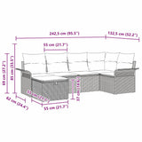 vidaXL Tuinbank Set met kussen 6 pcs Zwart en Crème poly rattan