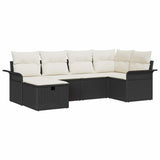 vidaXL Tuinbank Set met kussen 6 pcs Zwart en Crème poly rattan