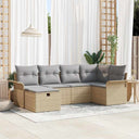 vidaXL Tuinbank Set met kussen 6 pcs Zwart en Crème poly rattan