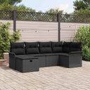 vidaXL Tuinbank Set met kussen 6 pcs Zwart en Crème poly rattan